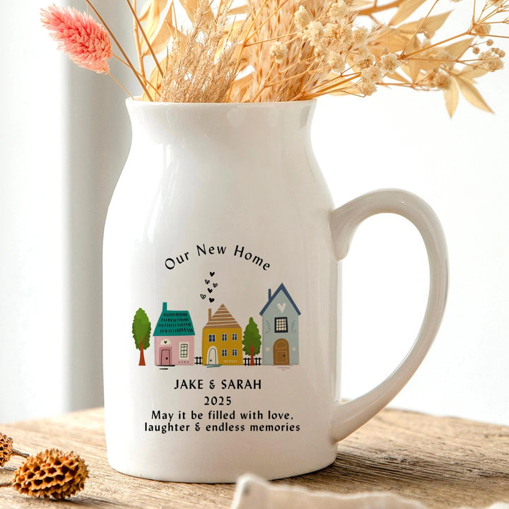 Colourful Houses Vase – Personalised New Home Keepsake Gift