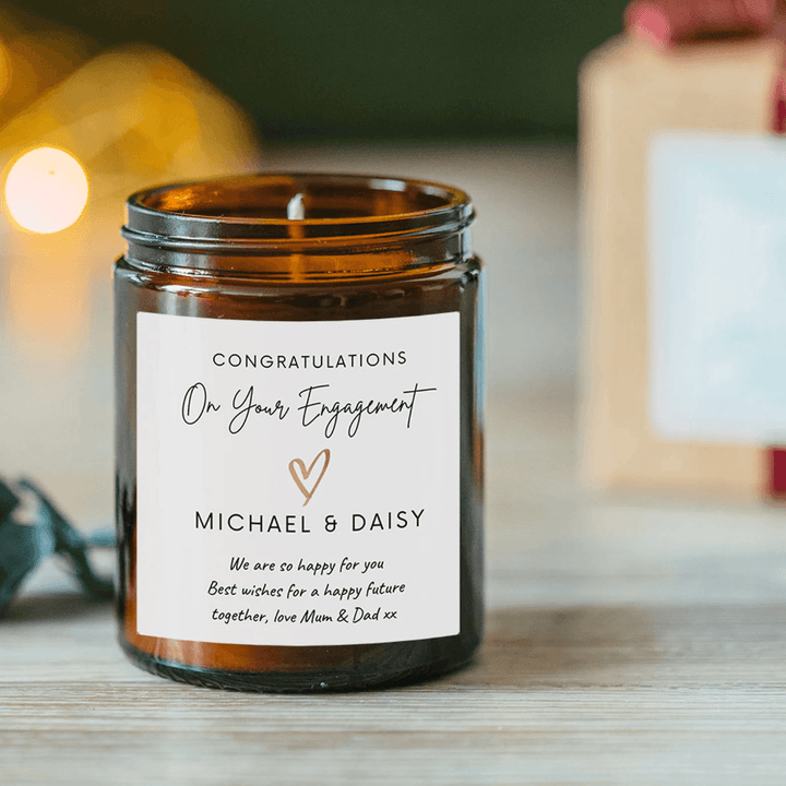 Personalised Engagement Candle - Minimalist Gold Heart