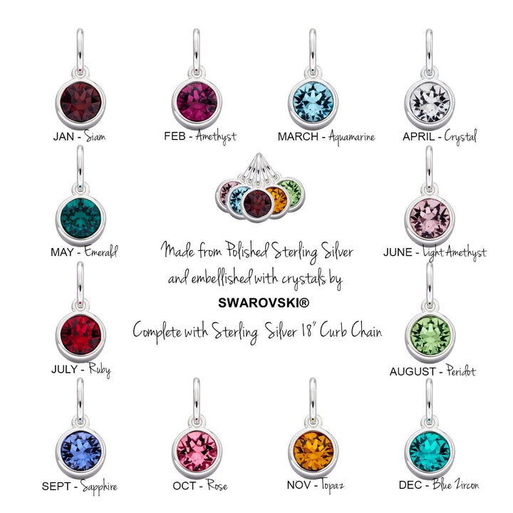 Personalised Name Necklace with Birthstone & Initial Letter Charms
