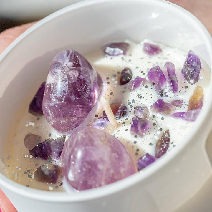 Amethyst Crystal Candle – Inner Peace, Relaxation & Clarity