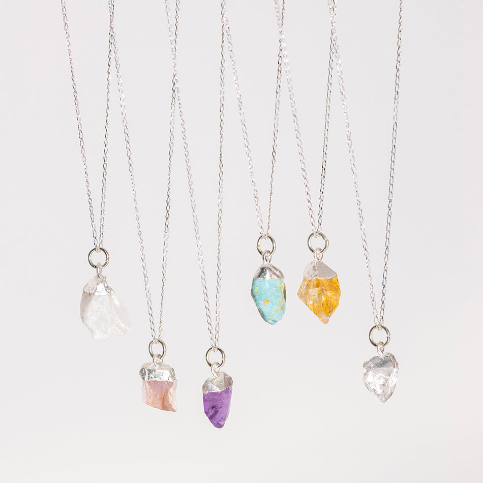 Raw Quartz Necklace Silver Dipped - Djuna Studios