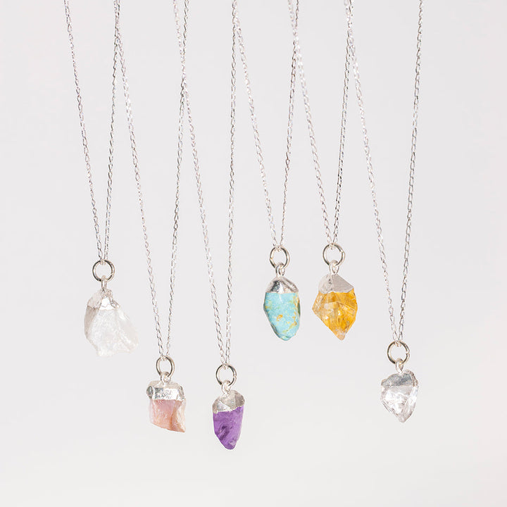 Raw Citrine Necklace Dipped in Silver - Djuna Studios